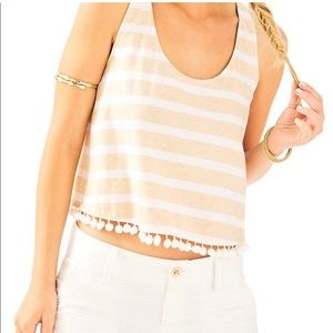 🌻Lilly Pulitzer beige and white striped crop tank